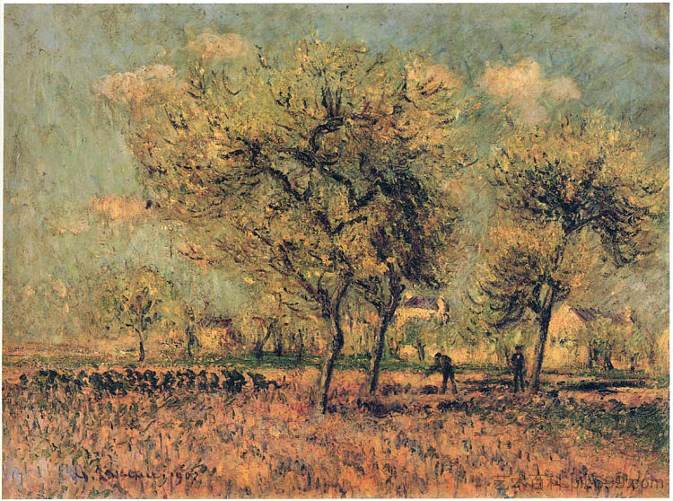 春天的风景 Spring Landscape (1907)，古斯塔夫·洛伊索