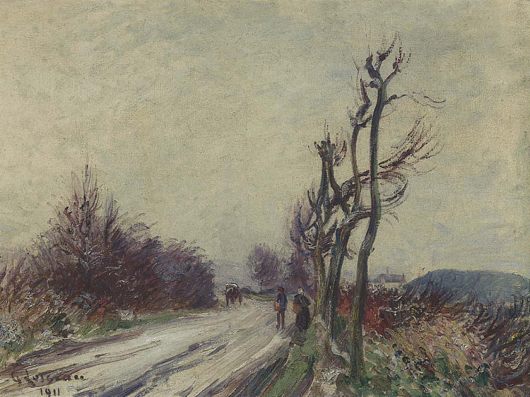 秋天的乡村路 Village Road in Autumn (1911)，古斯塔夫·洛伊索