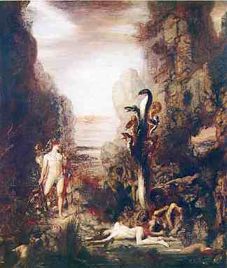 赫拉克勒斯和九头蛇勒奈 Hercules and the Hydra Lernaean (1876)，古斯塔夫·莫罗