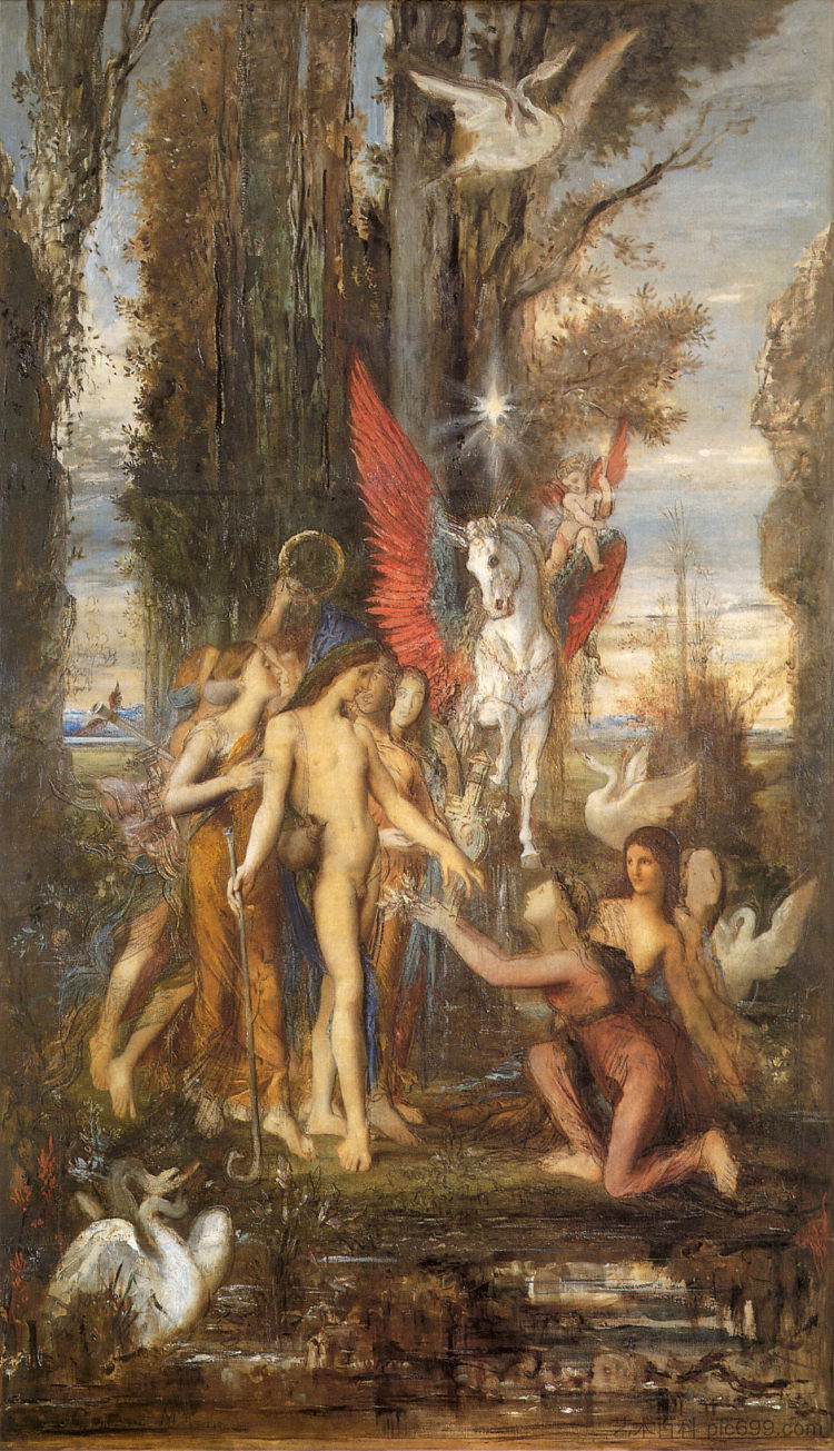 赫西俄德与缪斯女神 Hesiod and the Muses (1860),古斯塔夫·莫罗