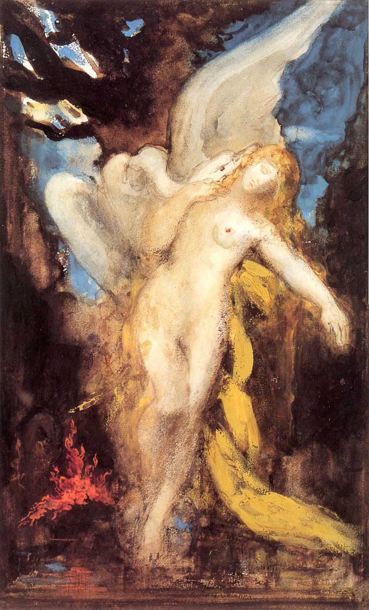 铅 Leda (c.1875 - c.1880)，古斯塔夫·莫罗