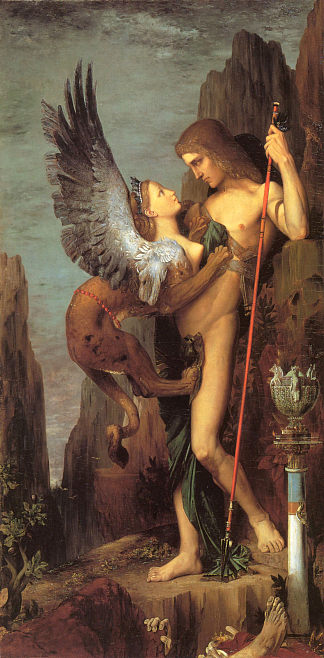 俄狄浦斯与狮身人面像 Oedipus and the Sphinx (1864)，古斯塔夫·莫罗
