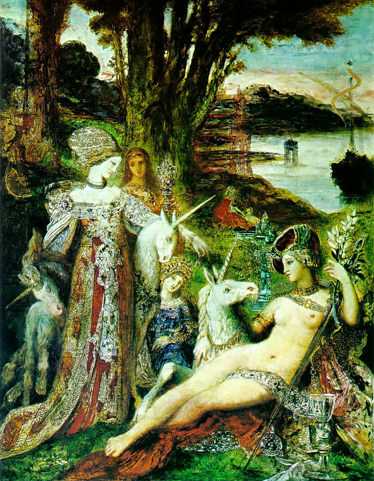 独角兽 The Unicorns (c.1885),古斯塔夫·莫罗
