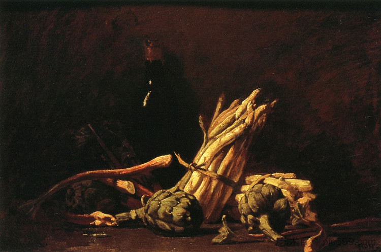 春收（又称芦笋静物） Spring Harvest (also known as Still Life with Asparagus) (1887)，盖伊·罗斯