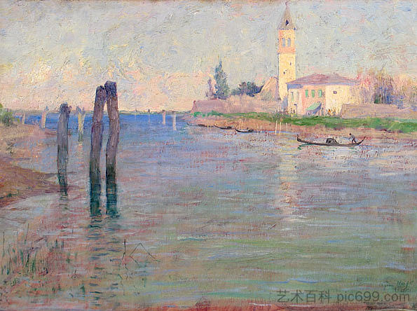 贡多拉，威尼斯 The Gondolier, Venice (1894)，盖伊·罗斯