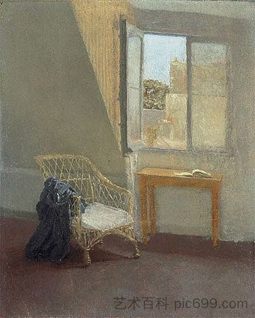 巴黎艺术家房间的一角 A Corner of the Artist's Room in Paris (1907 - 1909)，格温·约翰