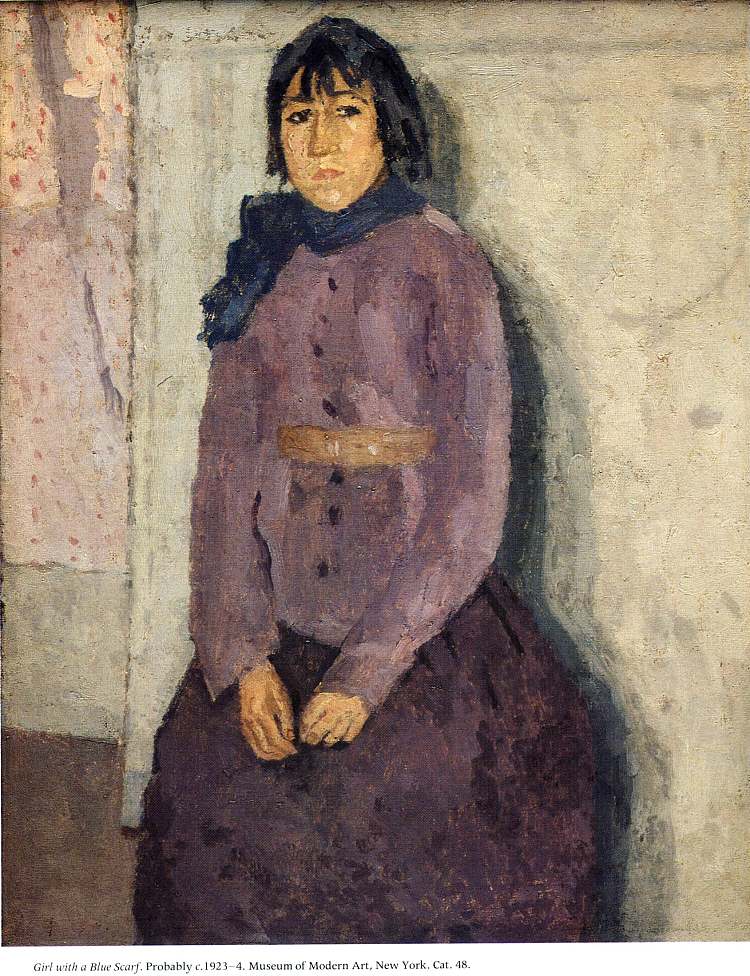 戴蓝围巾的女孩 Girl with a Blue Scarf (c.1923 - c.1924)，格温·约翰