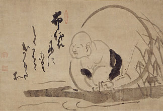 船上的穗庭 Hotei on a Boat，白隐慧鹤