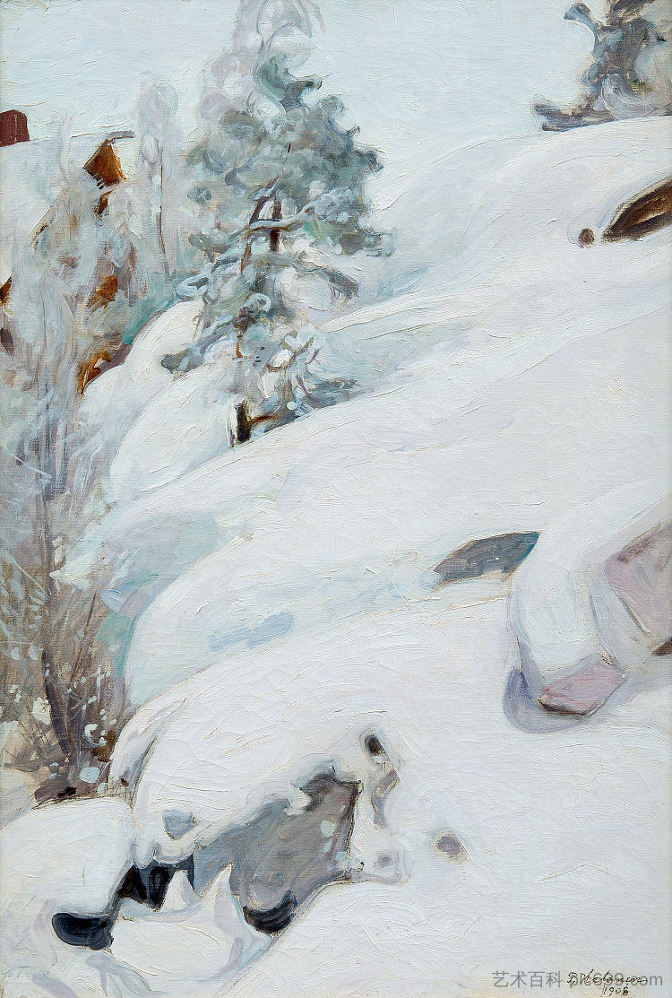 冬季景观 Winter Landscape (1908)，佩卡·哈洛宁