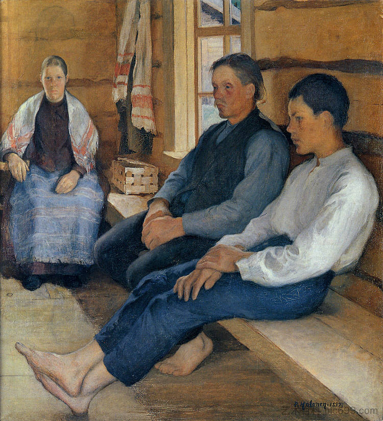 星期天在克罗夫特的小屋 Sunday in a Crofter´s Cottage (1894)，佩卡·哈洛宁