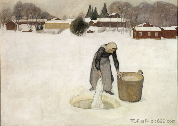 在冰上洗涤 Washing on the Ice (1900; Finland  )，佩卡·哈洛宁