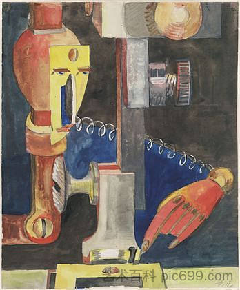 人与机器研究 Study for Man and Machine (1921)，汉纳·霍希