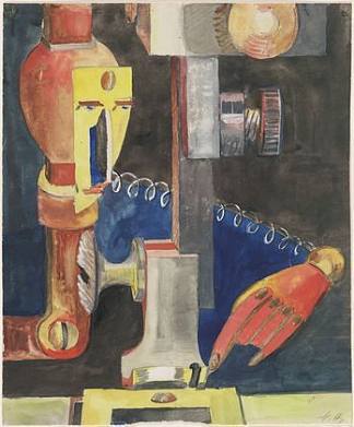 人与机器研究 Study for Man and Machine (1921)，汉纳·霍希