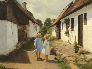 村里街上的两个孩子 To børn i en landsby gade (1921)，汉斯·安徒生·布伦德基尔德