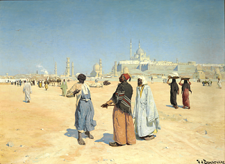 从开罗沙漠看，背景是城堡和马穆鲁克陵墓 View from the Desert of Cairo with the Citadel and Mamluk Tombs in the Background，汉斯·安徒生·布伦德基尔德