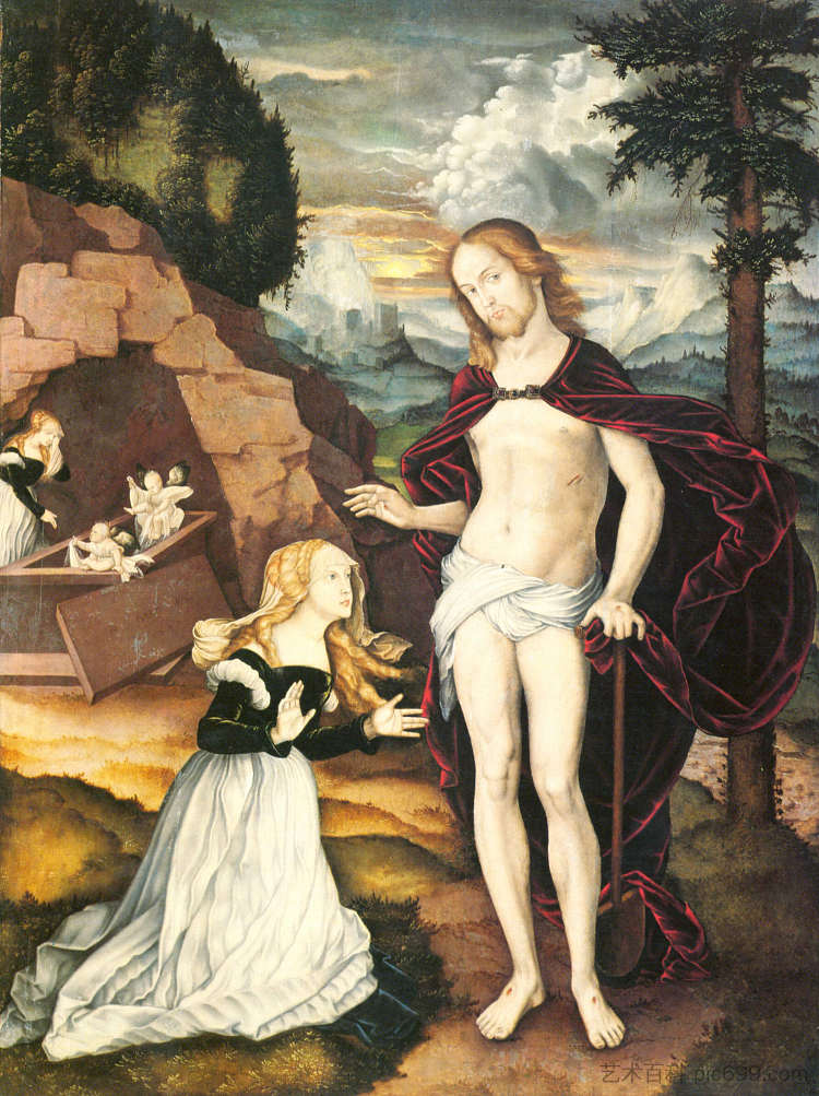 基督作为园丁（Noli me tangere） Christ as a gardener (Noli me tangere) (1539)，汉斯·鲍当