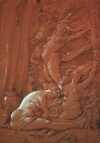 出发去安息日 Departing for the Sabbath (1514)，汉斯·鲍当