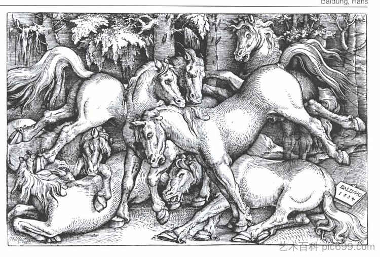 七匹野马组 Group of Seven Wild Horses (1534)，汉斯·鲍当