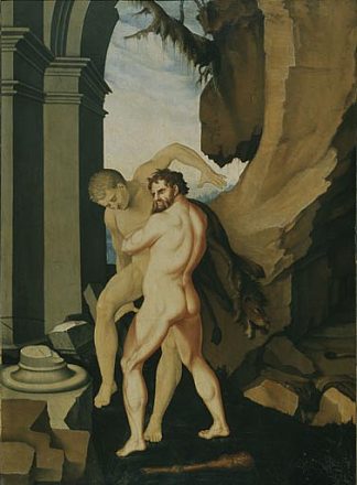 赫拉克勒斯和安泰乌斯 Hercules and Antaeus (c.1530)，汉斯·鲍当