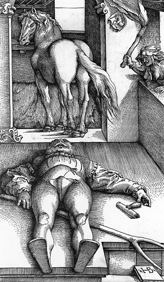 睡新郎和女巫 Sleeping Groom and Sorceress (1544)，汉斯·鲍当