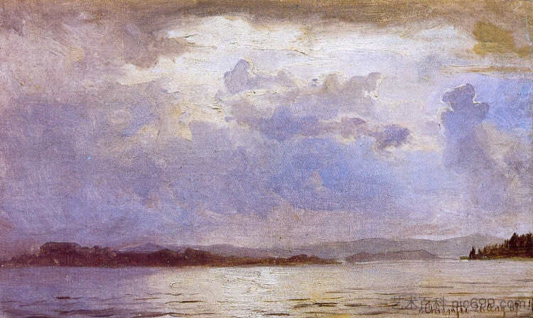 基姆湖上空的雷云 Thunder Clouds over the Chiemsee (1867),汉斯·古德