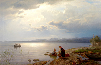 在基姆湖畔 Ved Bredden Av Chiemsee (1871)，汉斯·古德