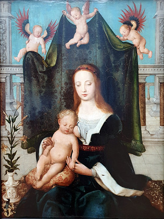 玛丽与沉睡的基督孩子 Mary with the Sleeping Christ Child (1520)，老汉斯·霍尔拜因