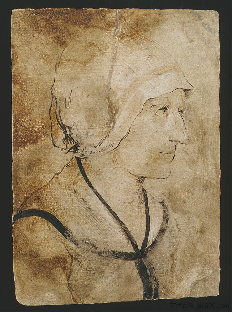 一个不知名的石匠的妻子的肖像 Portrait of a Wife of An Unknown Stonemason (1505)，老汉斯·霍尔拜因