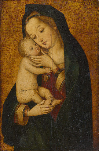 玛丽，爱抚着孩子 Maria, das Kind liebkosend (c.1499)，老汉斯·霍尔拜因
