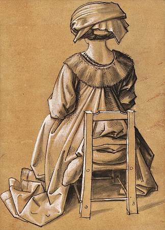 从后面坐着的女人 Sitzende Frau von hinten (c.1500)，老汉斯·霍尔拜因