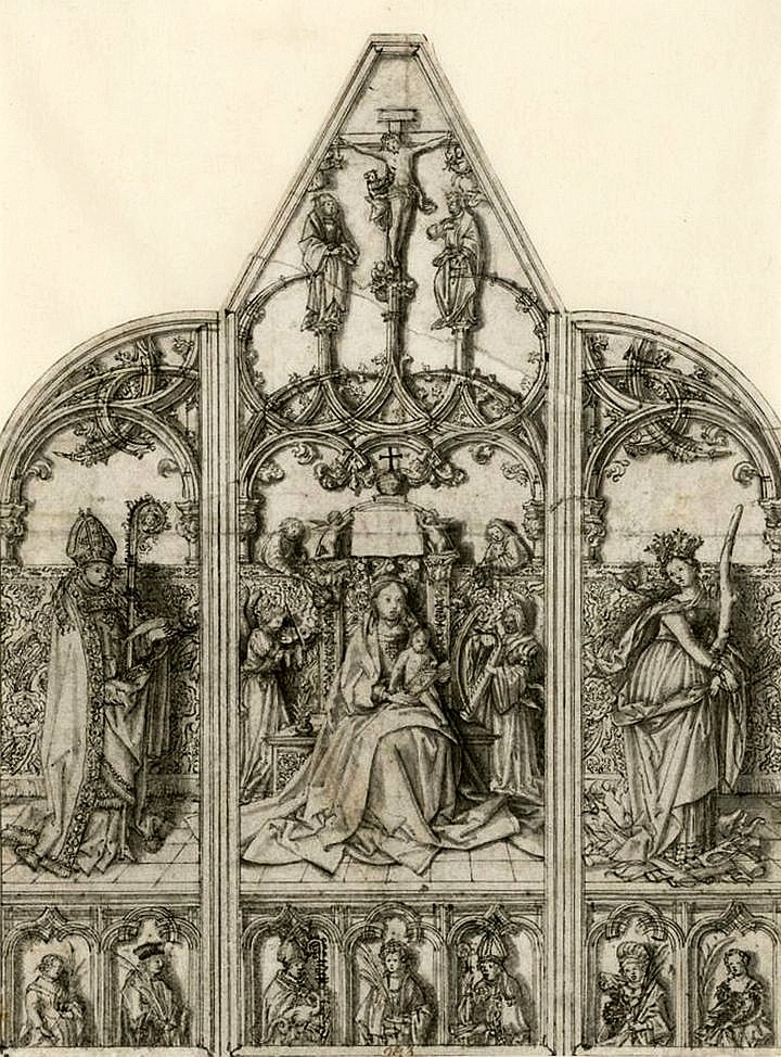奥格斯堡大教堂的祭坛设计 Altar Design for the Augsburg Cathedral (1508)，老汉斯·霍尔拜因