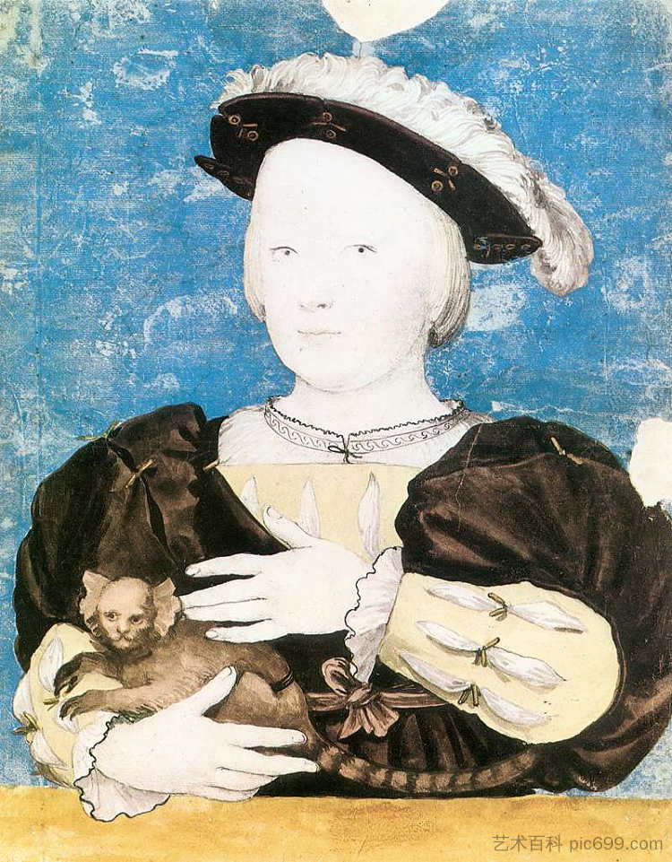 威尔士亲王爱德华与猴子 Edward, Prince of Wales, with Monkey (c.1541; Germany  )，汉斯·荷尔拜因