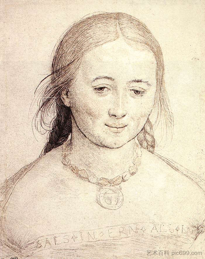 一个女人的头 Head of a Woman (1522; Germany  )，汉斯·荷尔拜因