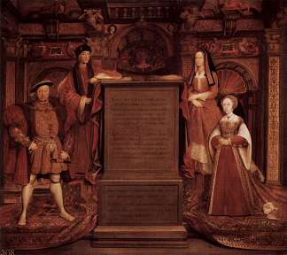亨利七世、约克的伊丽莎白、亨利八世和简·西摩 Henry VII, Elisabeth of York, Henry VIII and Jane Seymour，汉斯·荷尔拜因