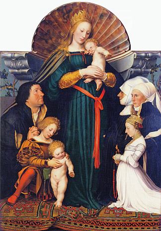 伯格迈斯特迈耶的麦当娜 Madonna of the Burgermeister Meyer (c.1526 – c.1528; Germany                     )，汉斯·荷尔拜因