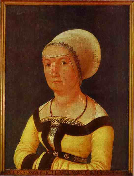 34岁女子的肖像 Portrait of 34 year old Woman (1516; Germany  )，汉斯·荷尔拜因