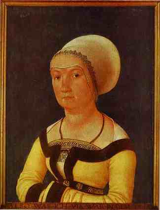 34岁女子的肖像 Portrait of 34 year old Woman (1516; Germany                     )，汉斯·荷尔拜因