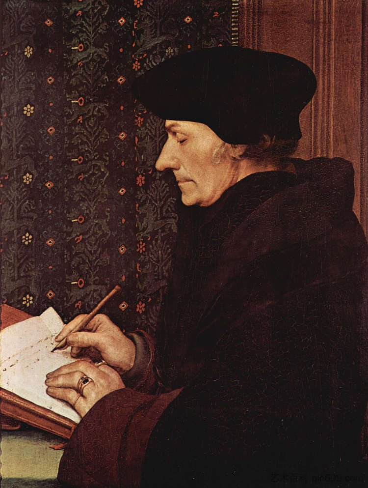 德西德里乌斯·伊拉斯谟的肖像 Portrait of Desiderius Erasmus (1523; Germany  )，汉斯·荷尔拜因