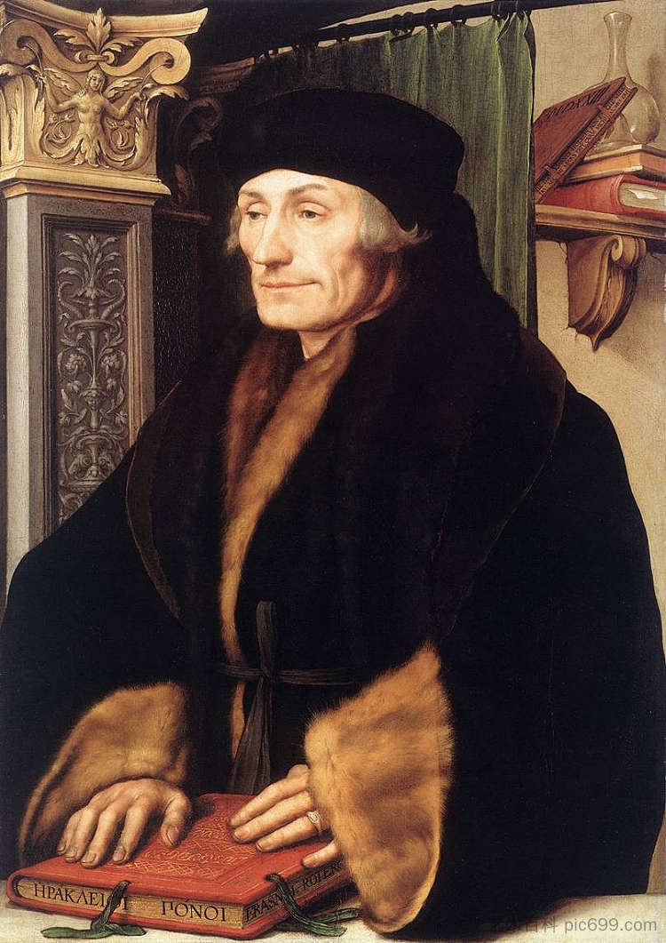 鹿特丹伊拉斯谟的肖像 Portrait of Erasmus of Rotterdam (1523; Germany  )，汉斯·荷尔拜因