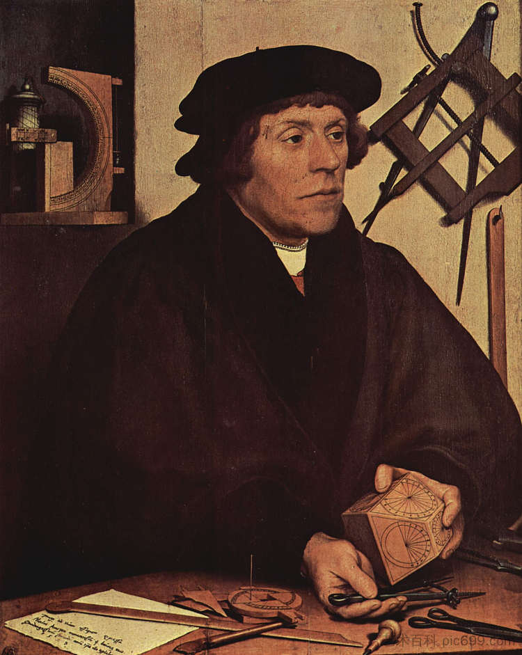 尼古拉斯·克拉泽的肖像 Portrait of Nicholas Kratzer (1528; Germany  )，汉斯·荷尔拜因