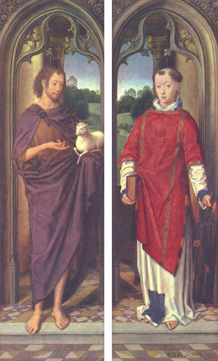 施洗约翰和圣劳伦斯 John the Baptist and St. Lawrence (c.1480)，汉斯·梅姆林