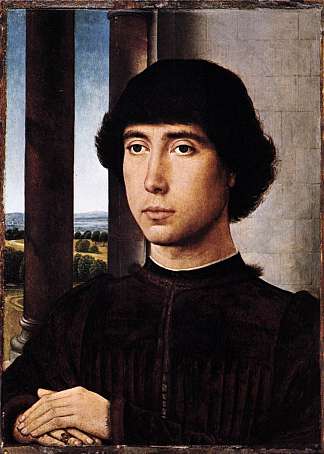 凉廊上的男人肖像 Portrait of a Man at a Loggia (c.1480)，汉斯·梅姆林