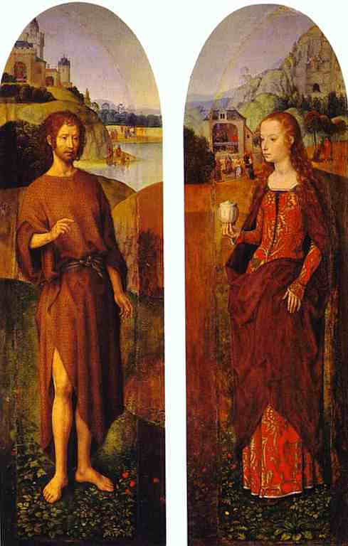 施洗者圣约翰和抹大拉的圣玛丽。三联画的翅膀 St. John the Baptist and St. Mary Magdalen. Wings of a triptych (1470)，汉斯·梅姆林