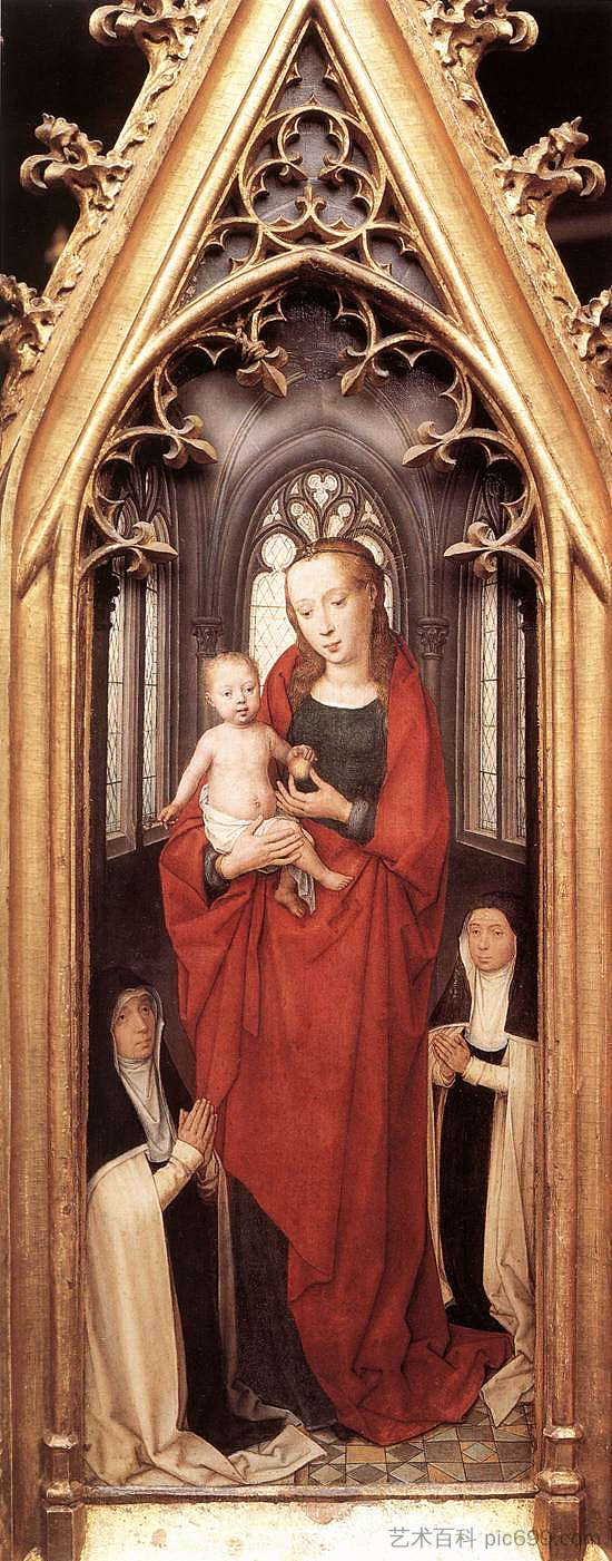 圣厄休拉神社：圣母与圣婴 St. Ursula Shrine: Virgin and Child (1489)，汉斯·梅姆林