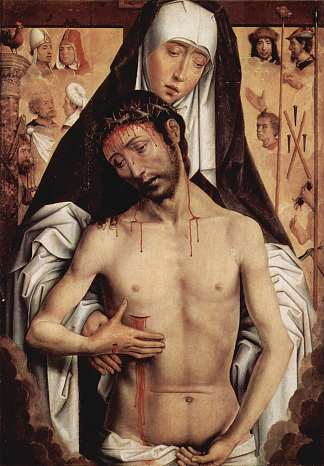 圣母怀抱中的悲伤之人 The Man of Sorrows in the Arms of the Virgin (1475)，汉斯·梅姆林