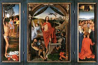 复活，复活三联画的中央面板 The Resurrection, central panel from the Triptych of the Resurrection (c.1485 – 1490)，汉斯·梅姆林