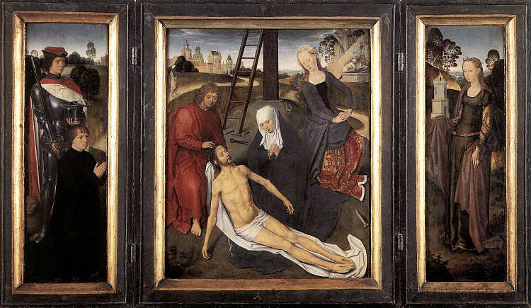 阿德里安缰绳的三联画 Triptych of Adriaan Reins (1480)，汉斯·梅姆林