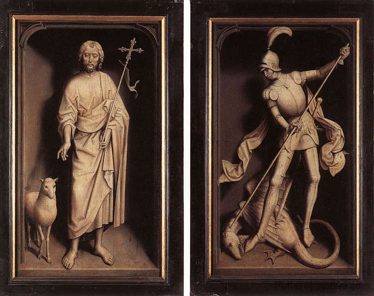 莫雷尔家族的三联画（已关闭） Triptych of the Family Moreel (closed) (1484)，汉斯·梅姆林