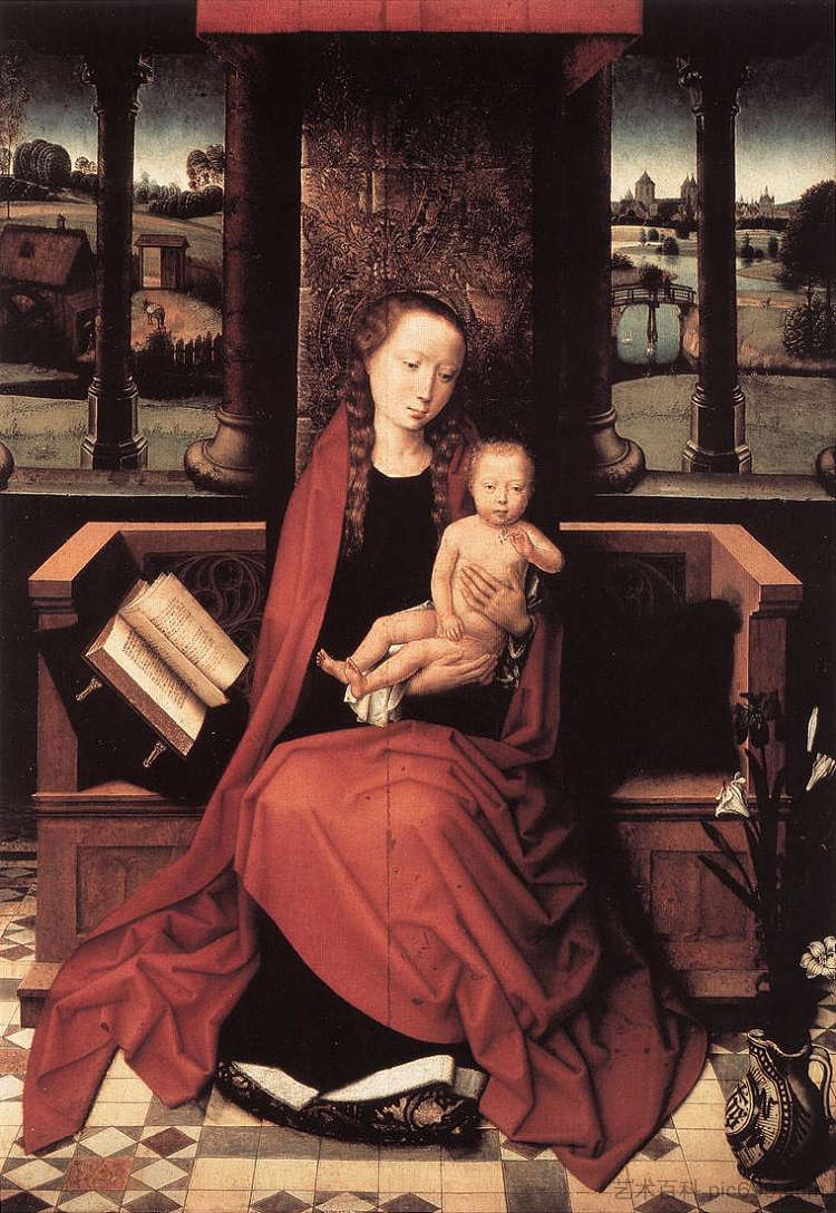 圣母子登基 Virgin and Child Enthroned (c.1480)，汉斯·梅姆林