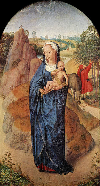 风景中的处女和圣子 Virgin and Child in a Landscape (c.1480)，汉斯·梅姆林